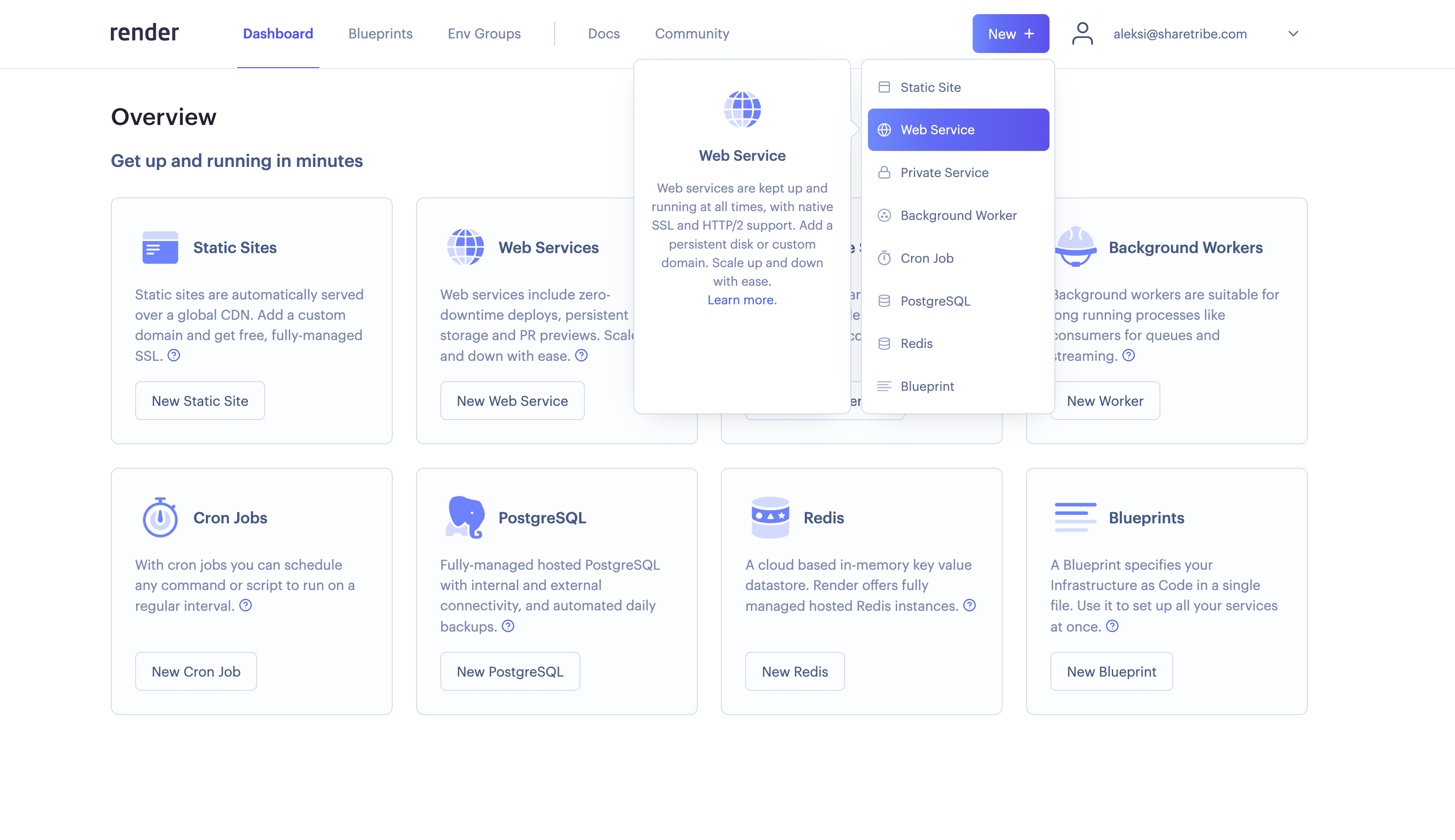 Create new app in Render